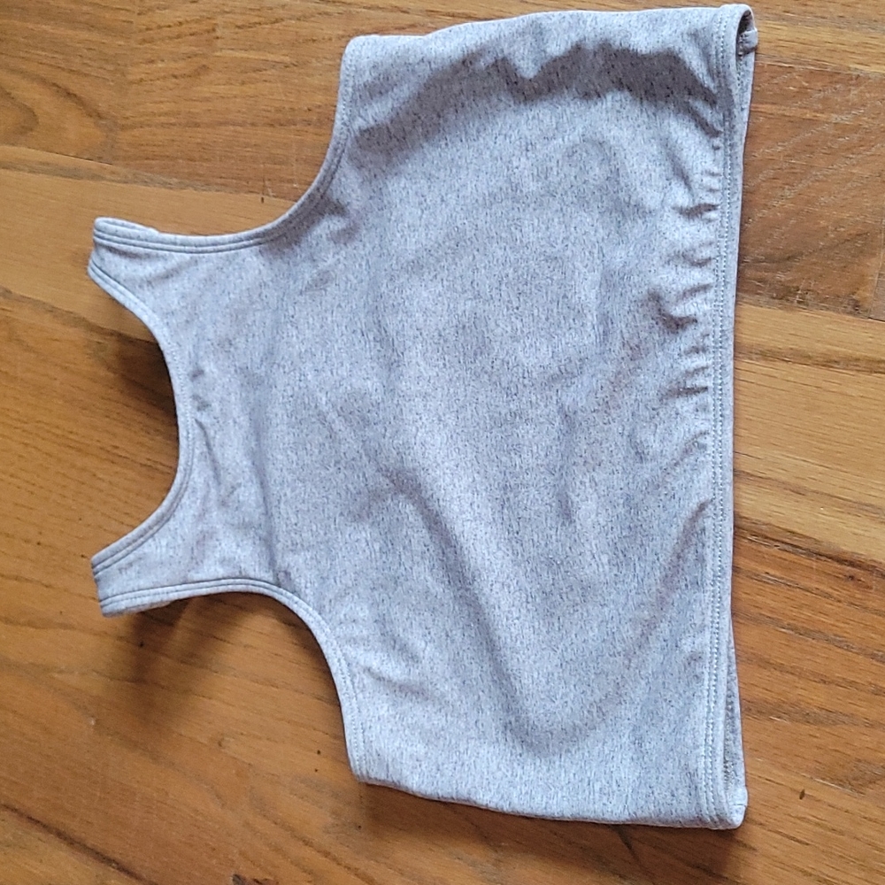 Kortni Jeane mini girls 8 9 racerback gray swim top